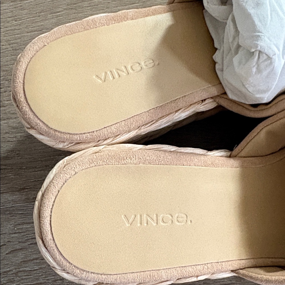 NEW [Vince] Gilian Suede Woven Wedge Heel Espadrille Padded Sandals Women’s 8 - Picture 10 of 13